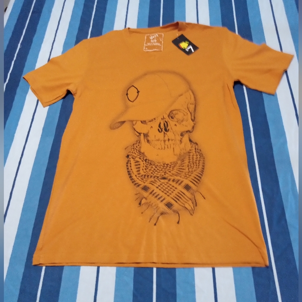 Orange Skull Graphic Men's T-Shirt